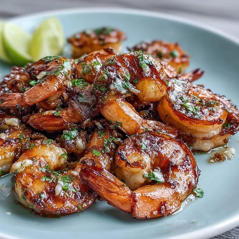 Succulent shrimp sautéed with garlic and lemon, served over brown rice with colorful vegetables in a nourishing bowl.  
