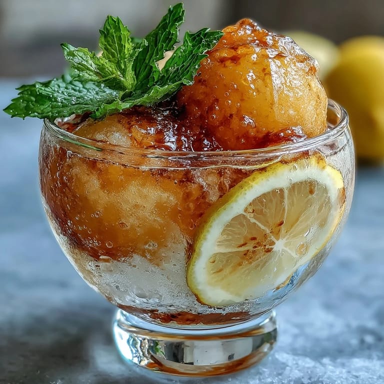 Bubbly Limoncello Sorbet Float with lemon sorbet, chilled Limoncello, and sparkling water, served with a spoon.