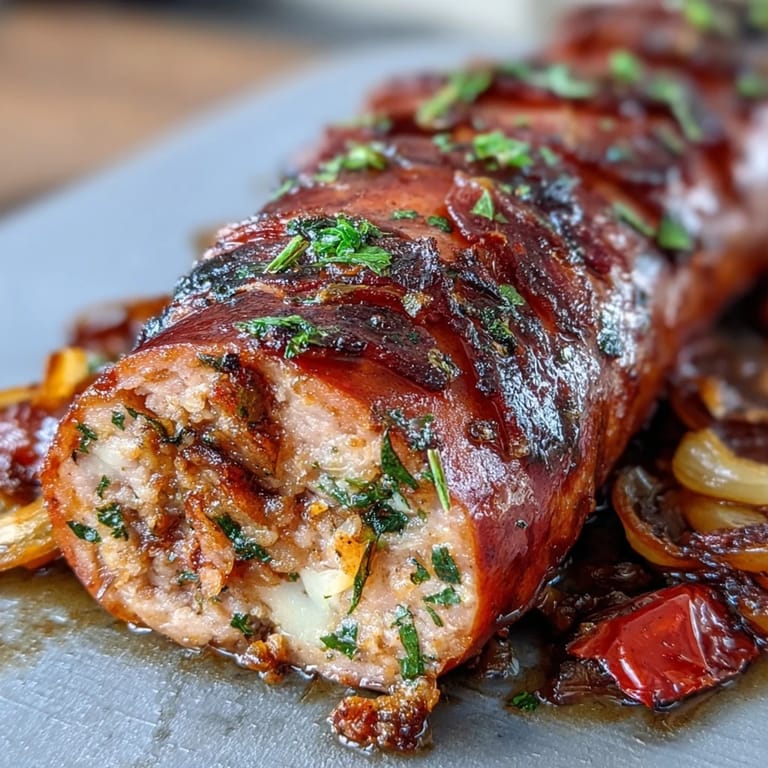 Sizzling sausages and sweet roasted peppers create a mouthwatering, one-pan meal with vibrant colors and rich flavors.