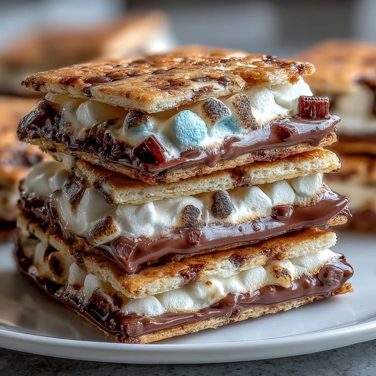 Festive red, white, and blue smores dip in a cast iron skillet, perfect for Independence Day celebrations.