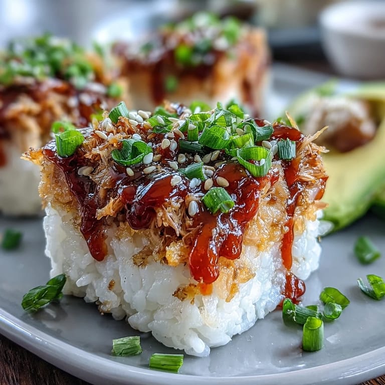 A delicious Crispy Rice Salad with Avocado and Spicy Tuna on a bright plate.