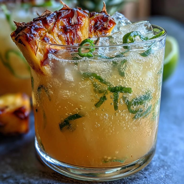 Sweet and spicy Pineapple Jalapeño Agua Fresca ready to enjoy over ice cubes.