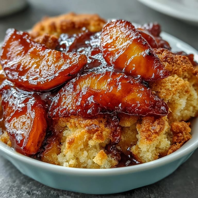 Juicy peaches bubbling under tender biscuits, a comforting American classic.