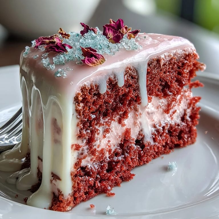 A luscious Bridal Shower Rosé Velvet Cake, perfect for celebrations, with a glossy drip.